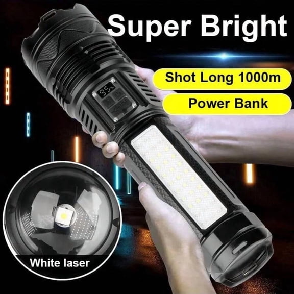Rechargeable Flashlight 100000 High Lumens Large Remote Lighting Adjustable Zoom for Outdoor Very Bright Lighting