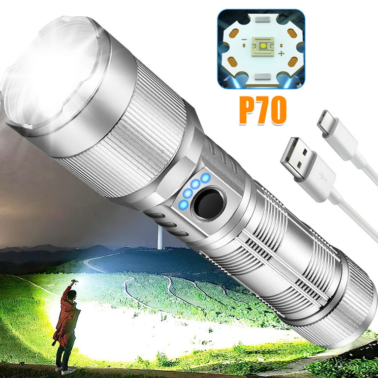 Rechargeable LED Flashlights 180000 High Lumens Super Bright Zoomable IPX6  Waterproof Flashlight Batteries Included 5 Modes Powerful Tactical