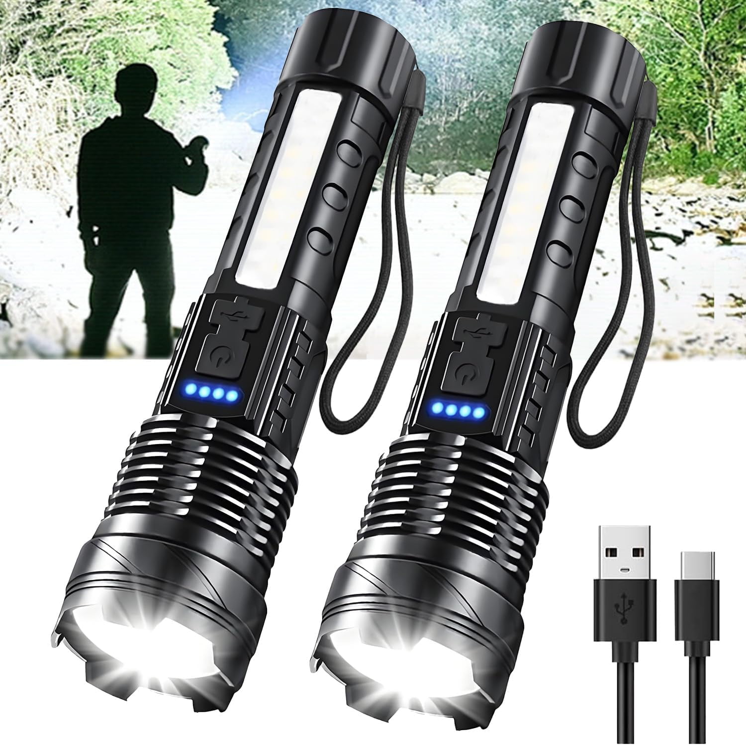 Flashlight For Work Rechargeable LED Flashlights, 990,000 Lumens Super Bright Handheld ...