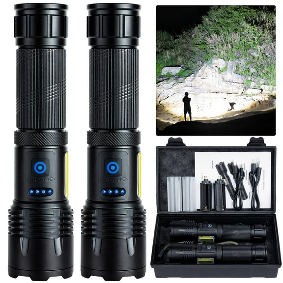 SKNSL Rechargeable LED Flashlights High Lumen,990,000 Lumens Super Bright Flashlight,Powerful Flash Light 7 Modes with COB Work Light IPX7 Waterproof for Outdoor Emergency Camping Hiking