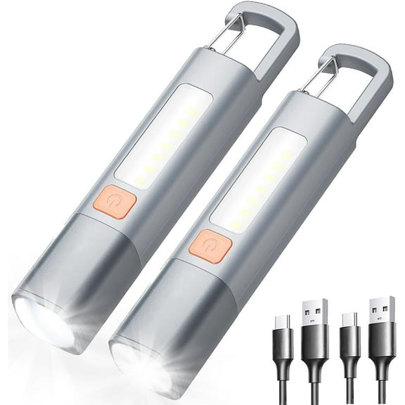 Rechargeable LED Flashlights High Lumens, 20,000 Lumens Super Bright Flashlight with USB Cable and Hook, 3 Modes, Waterproof Flash Light Handheld Powerful Flashlight for Home Camping - 2 Pack