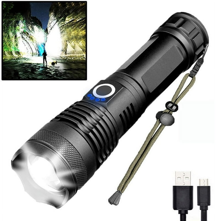 USB Rechargeable Flashlights 250000 High Lumens Super Bright Led Flashlight  with 5 Modes Waterproof Powerful for Camping Walking - AliExpress