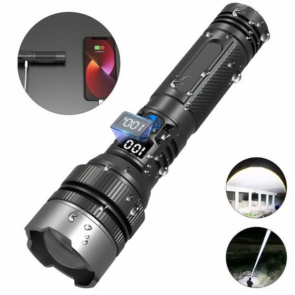 Rechargeable LED Flashlights High Lumens, Chargeable for moblie phone, Super Bright Flashlights with 5 Modes, Waterproof Powerful Flash Light Multifunctional Flashlights for Home Camping Hiking