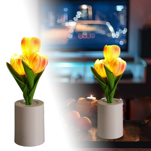 Rechargeable LED Flower Table Lamp - Realistic Artificial OrchidDecor in White Pot, Cordless Night Light for Bedside, Romantic Gift for Women, Mom, Home Decor