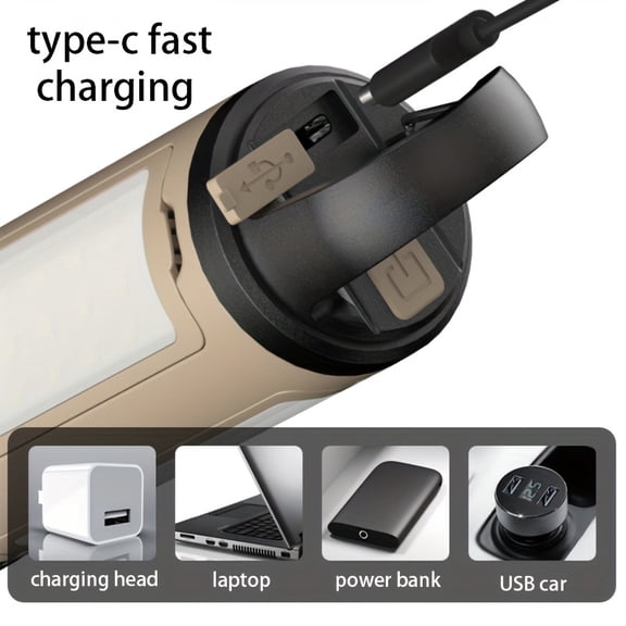 Rechargeable LED Folding Camping Light, USB Portable Flashlight, 360  Three Leaf Design with Charge Display And 6 Modes, Outdoor Hanging Tent Light, Suitable for Hiking And Emergency Situations