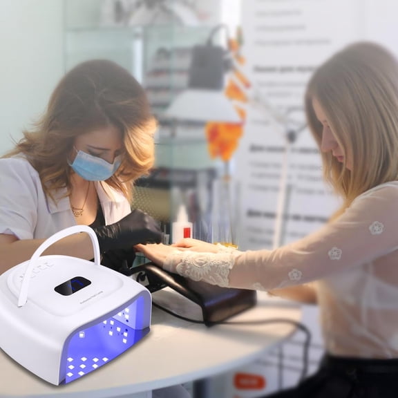 Rechargeable LED Gel Nail Lamp,60W Cordless UV Led Nail Light Nail Dryer for Gel Nails with Lifting Handle Touch Sensor LCD Screen(White)