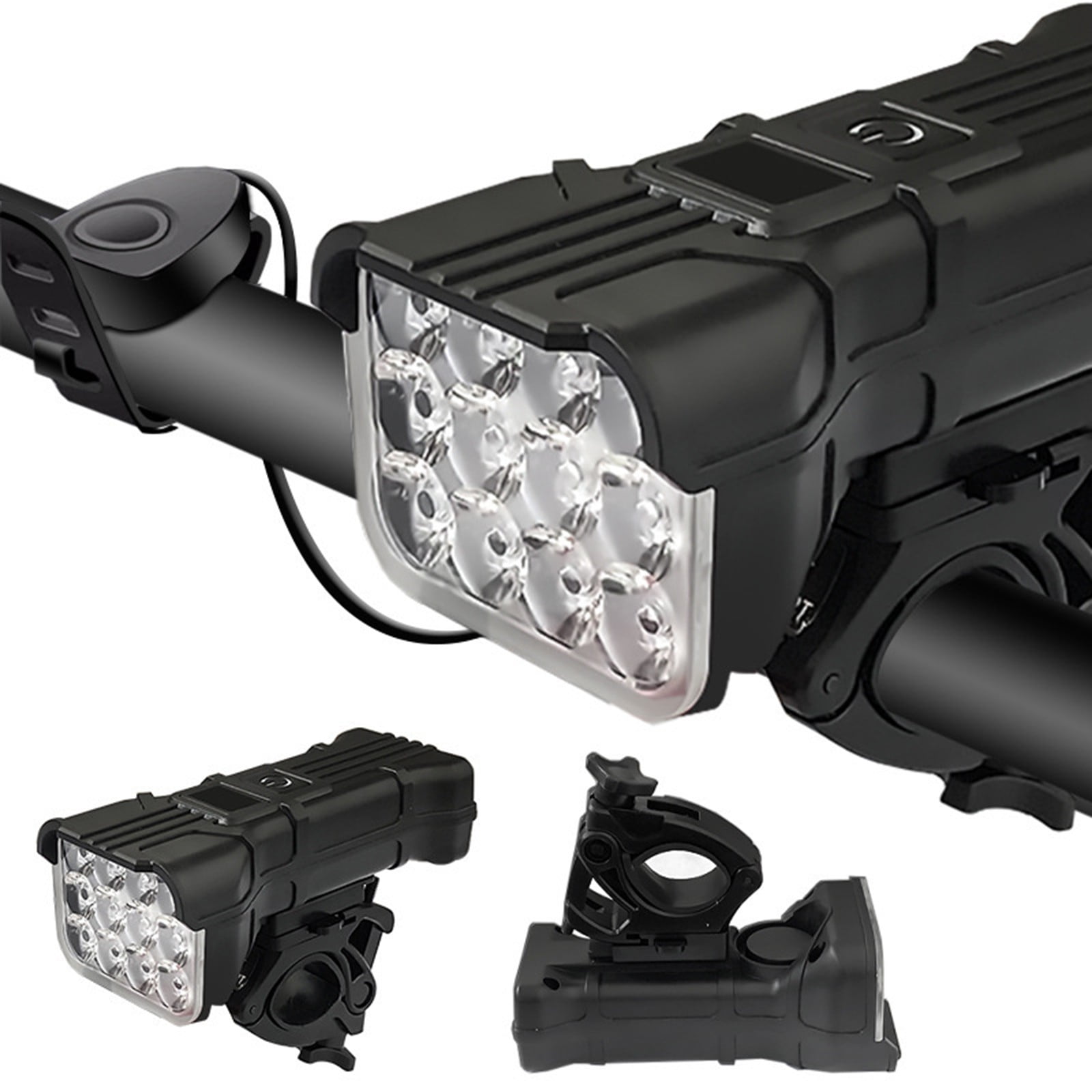 Rechargeable LED Headlamp with 5 Modes, 1200mAh Battery, Digital Display, USB-C Charging, Power Bank Function, 6 Horn Sounds, IP65 Waterproof for Outdoor Emergency Use