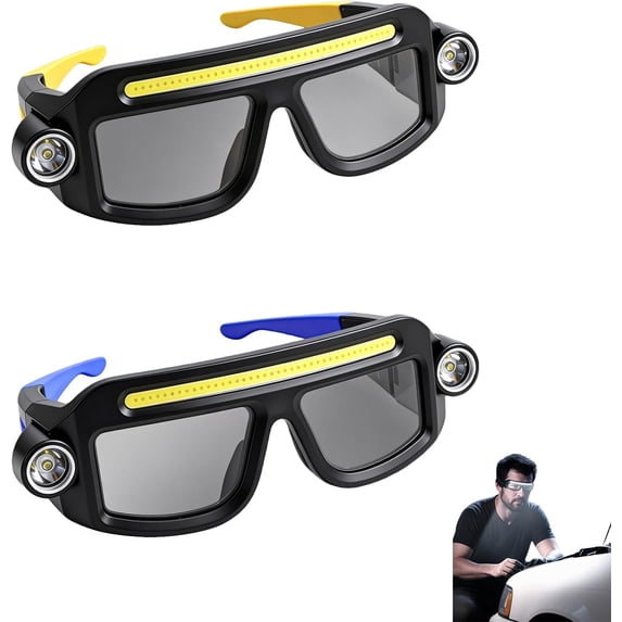 Rechargeable LED Headlamp Glasses, Hands-Free LED Work Glasses, Motion ...