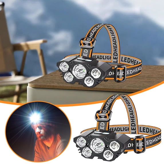 Rechargeable LED Headlamp Lightweight For Camping Hiking Night Work Outdoor Adventure Emergency Headlamp