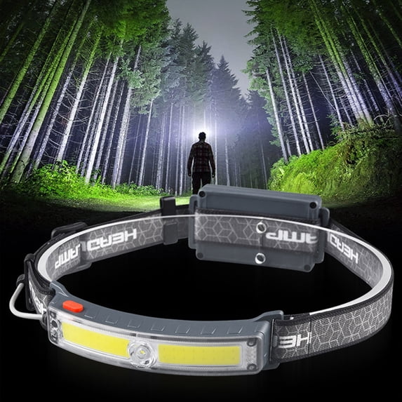 Rechargeable LED Headlamp with 2 Lights and Wide 180° Beam for Hiking Camping Running