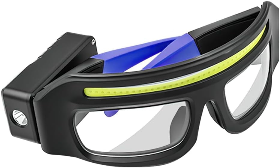 Rechargeable LED Headlight Glasses – Motion Sensor & Touch Control Light Up Eyewear, 5 Modes USB-C Charging, IPX4 Waterproof for Running, Camping, Fishing & Cycling (RL Blue 1 PC)