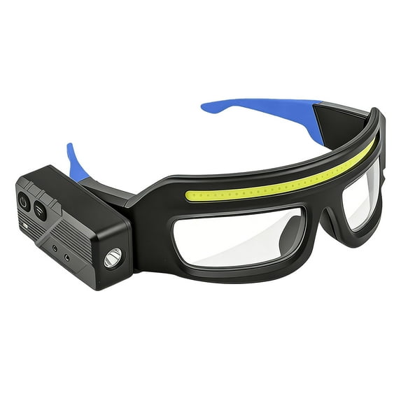 Rechargeable LED Headlight Glasses with Motion Sensor USB C Charging 5 Lighting Modes Eyewear for Outdoor Running Camping Cycling Hiking Adventures