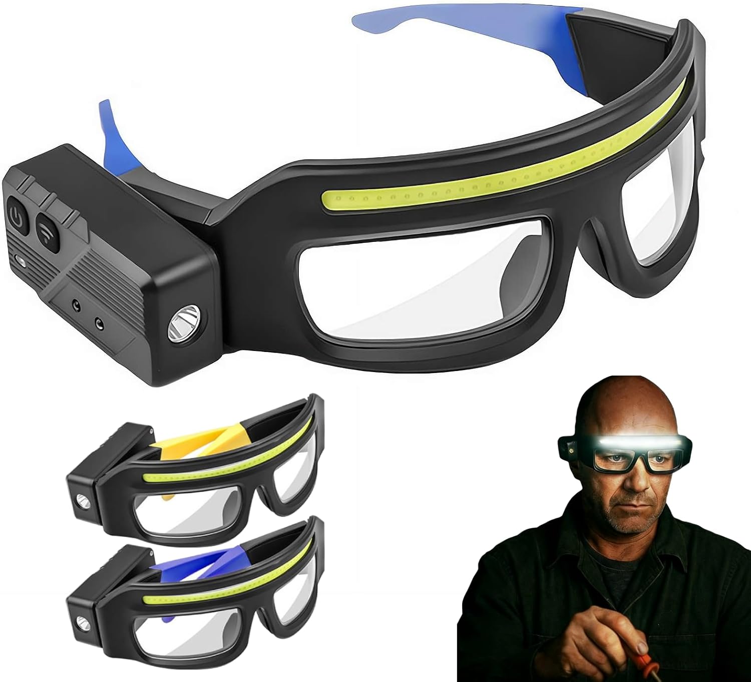 Rechargeable LED Headlight Glasses With Motion Sensor USB C Smart Rechargeable LED Headlight Glasses With Motion Sensor USB C Smart