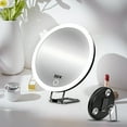 thumbnail image 1 of Rechargeable LED Makeup Mirror with 360 Rotation - Magnifying Light Amplification, Adjustable Brightness, Portable Vanity Tool, Home and Travel Use, 1 of 5