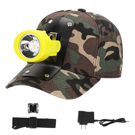 Rechargeable LED Mining Headlamp with Camouflage Hat High Lumen Waterproof Light