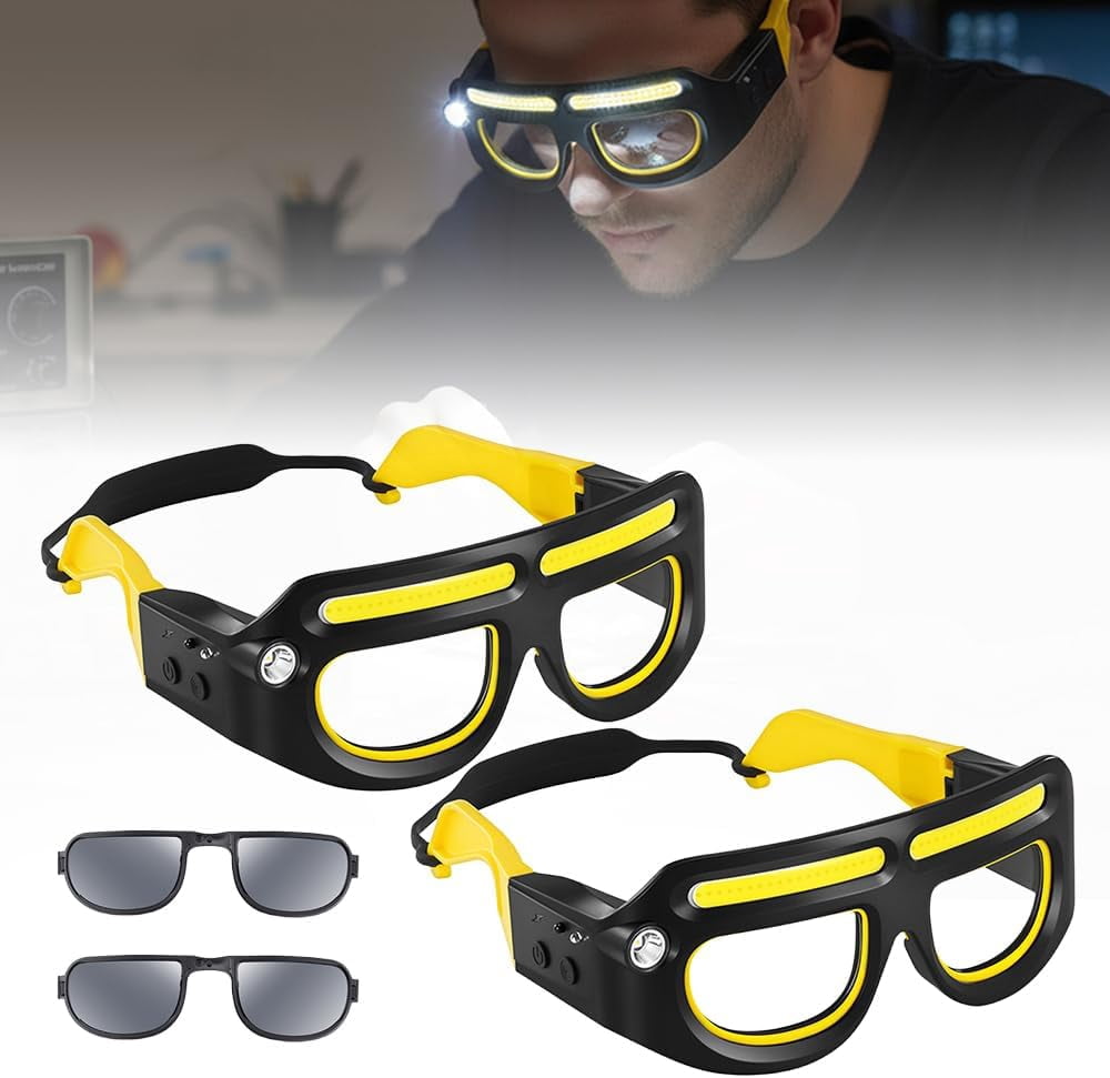 Rechargeable LED Motion Glasses Lamp, 5 Mode Hands Headlamp for Night Running, Hands Head Light with Motion Touch for Running Camping Fishing Cycling Hiking Night Work