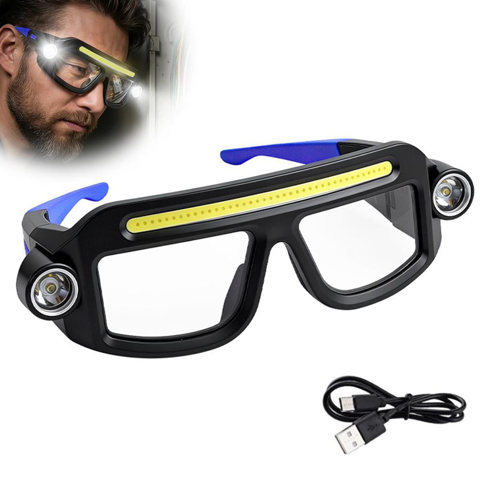 Rechargeable LED Motion Glasses Lamp, Hands Free Head Light with Motion and Touch Sensor, 5 Mode USB C Light Up Glasses for Running and Camping