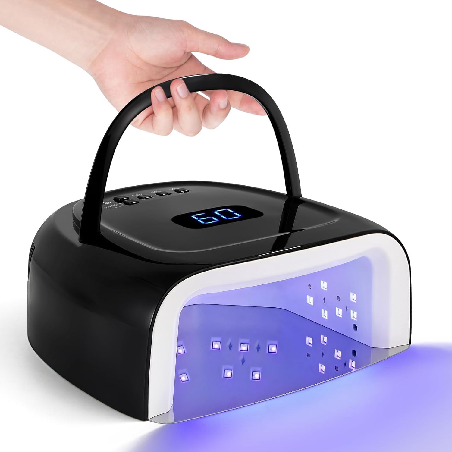 Rechargeable  LED Nail Lamp, 60W Cordless Nail Dryer LED Gel Polish Light with LCD Display, Auto Sensor and 4 Timer Settings, Professional Curing Lamp with 42 LED Beads for Salon and Home