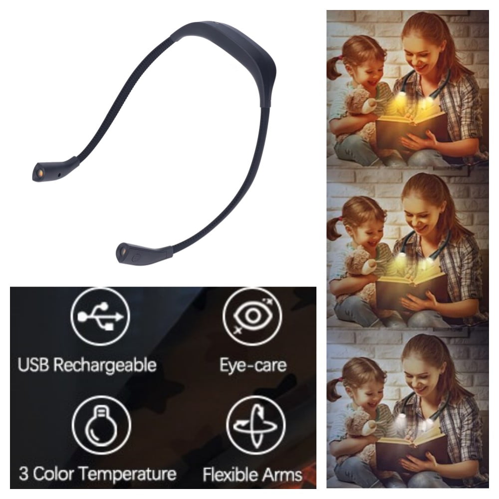 Rechargeable LED Neck Reading Light Around Neck Book Lights Adjustable
