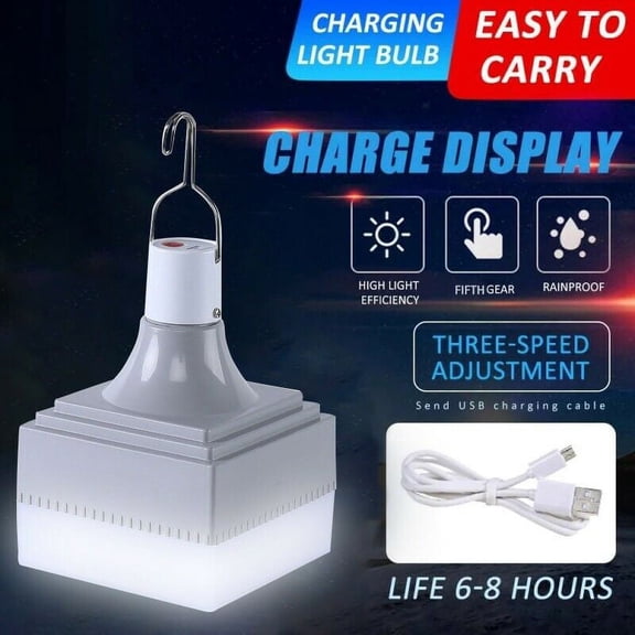 Rechargeable LED Night Light Bulb,Emergency Lights, Outdoor BBQ Hanging Light, Bright Lights for Tent Lantern/Patio/Garden
