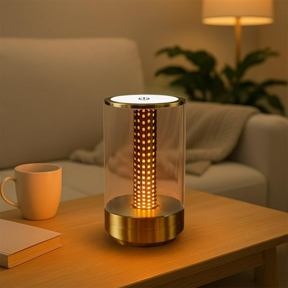 Rechargeable LED Portable Table Lamp, Battery Operated Cordless Candle Lamp with 2000mAh,3-Color Touch Dimmable,LED Candle Light for Bedroom, Outdoor & Home Decor