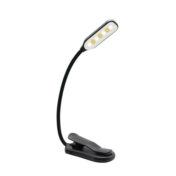 Rechargeable LED Reading Light with Clamp, Flexible Gooseneck, USB Powered, Eye Protection, No Flicker, Adjustable Brightness, Bedside, Book Light, Reading Lamp, Portable LED Lamp