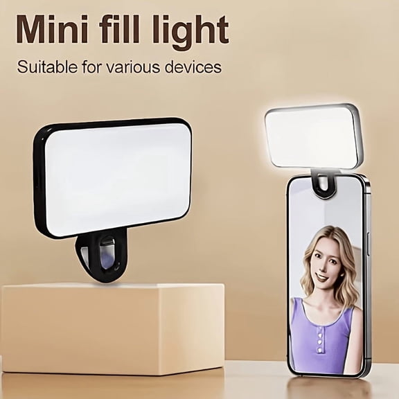 Rechargeable LED Ring Light with 3 Modes, USB/Battery Powered, Clip-On Adjustable for Smartphone Camera Video Zoom Meeting, Front & Back Clips