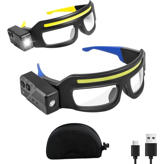 Rechargeable LED Safety Glasses with Motion Sensor for Mechanics, Hands-Free Light