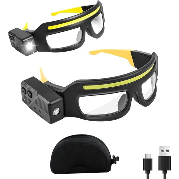 Rechargeable LED Safety Glasses with Motion Sensor for Mechanics, Hands-Free Light
