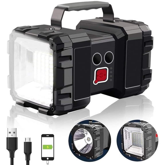 Rechargeable , LED Spotlight 10000 Capacity 1200LM 20h Ultra-Long Standby 3+4 Lights Modes Camping Waterproof with USB Output as a Power Bank