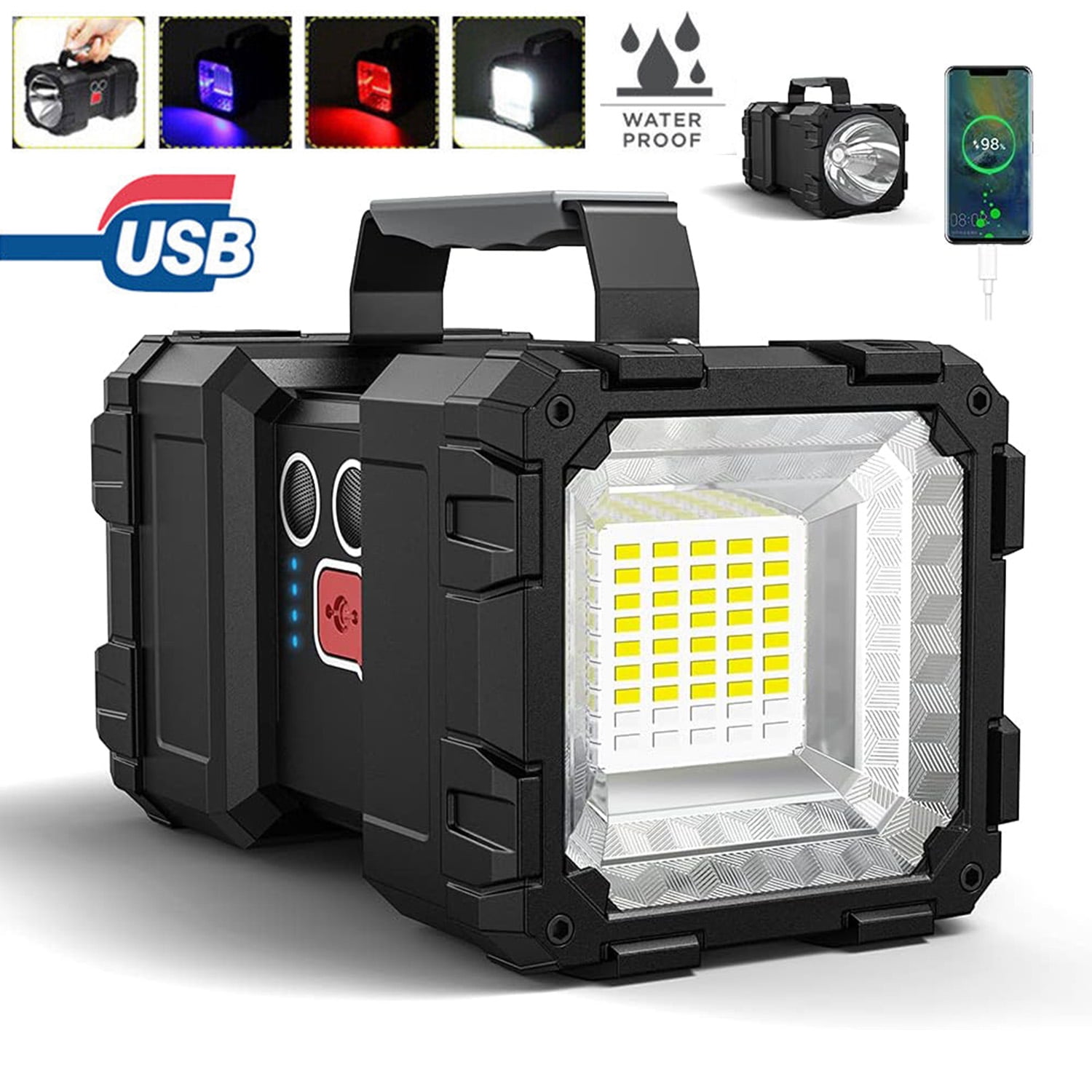 Rechargeable LED Spotlight Flashlight, Super Bright Handheld