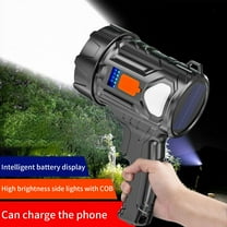 Rechargeable LED Spotlight | Handheld Flashlight Super Bright Outdoor Searchlight | Solar USB Charging | 4800mAh Battery | 5-LED P900 Wick | 4 Light Modes | Waterproof Durable Design