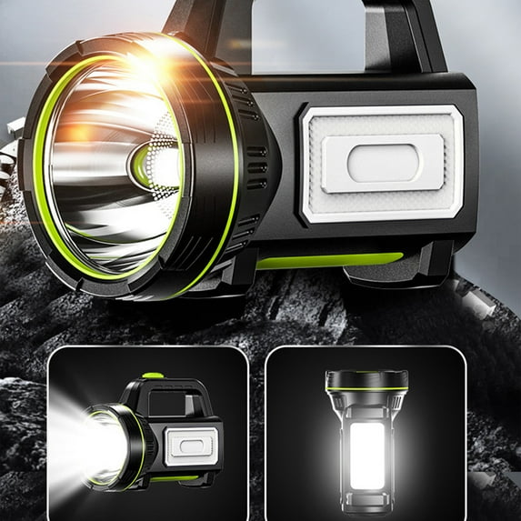 Rechargeable LED Spotlight, Multi Function Camping Lantern Big Flashlight, Power Bank,Waterproof Searchlight For Emergency, Hiking, Home And More
