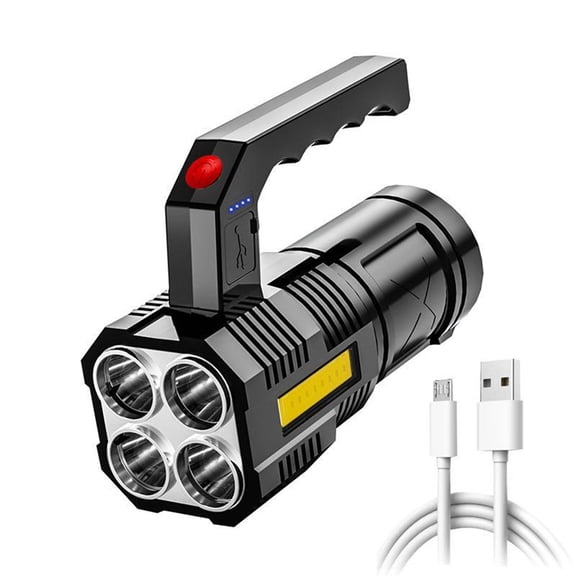 Rechargeable LED Strong Light Flashlights Super Bright Flashlight with 4 Modes Large Searchlight for Fishing Hiking and Camping