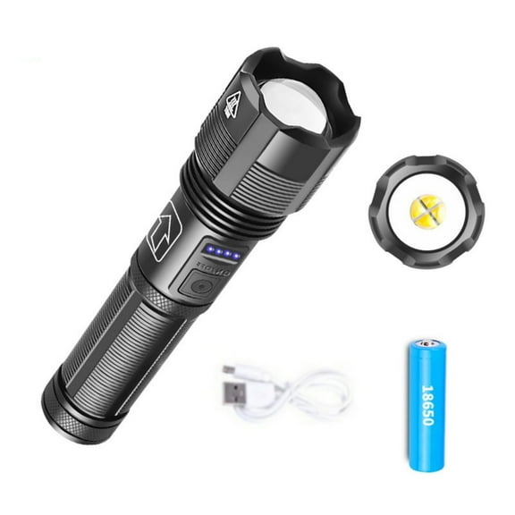 Rechargeable LED Tactical Flashlight Aluminum Alloy, 1000 Lumens, Variable Zoom for Camping and Night Exploration