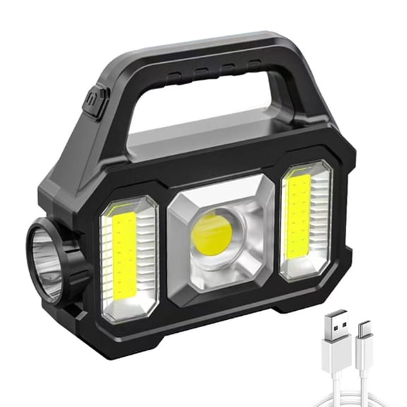 Rechargeable LED Torch Camping Light with 2500mAh USB and Solar Charging Beam Flashlight Waterproof Outdoor Searchlight