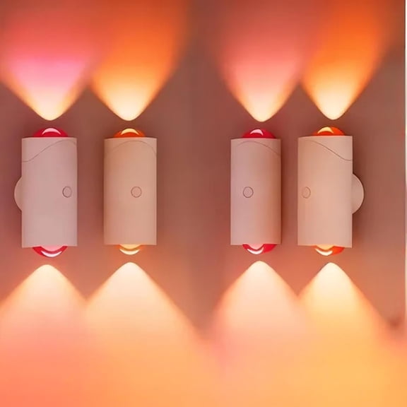 Rechargeable LED Wall Lamp Motion Sensor Dimmable Stick Night Light for Bedroom Closet Under Cabinet Lighting (4, White)