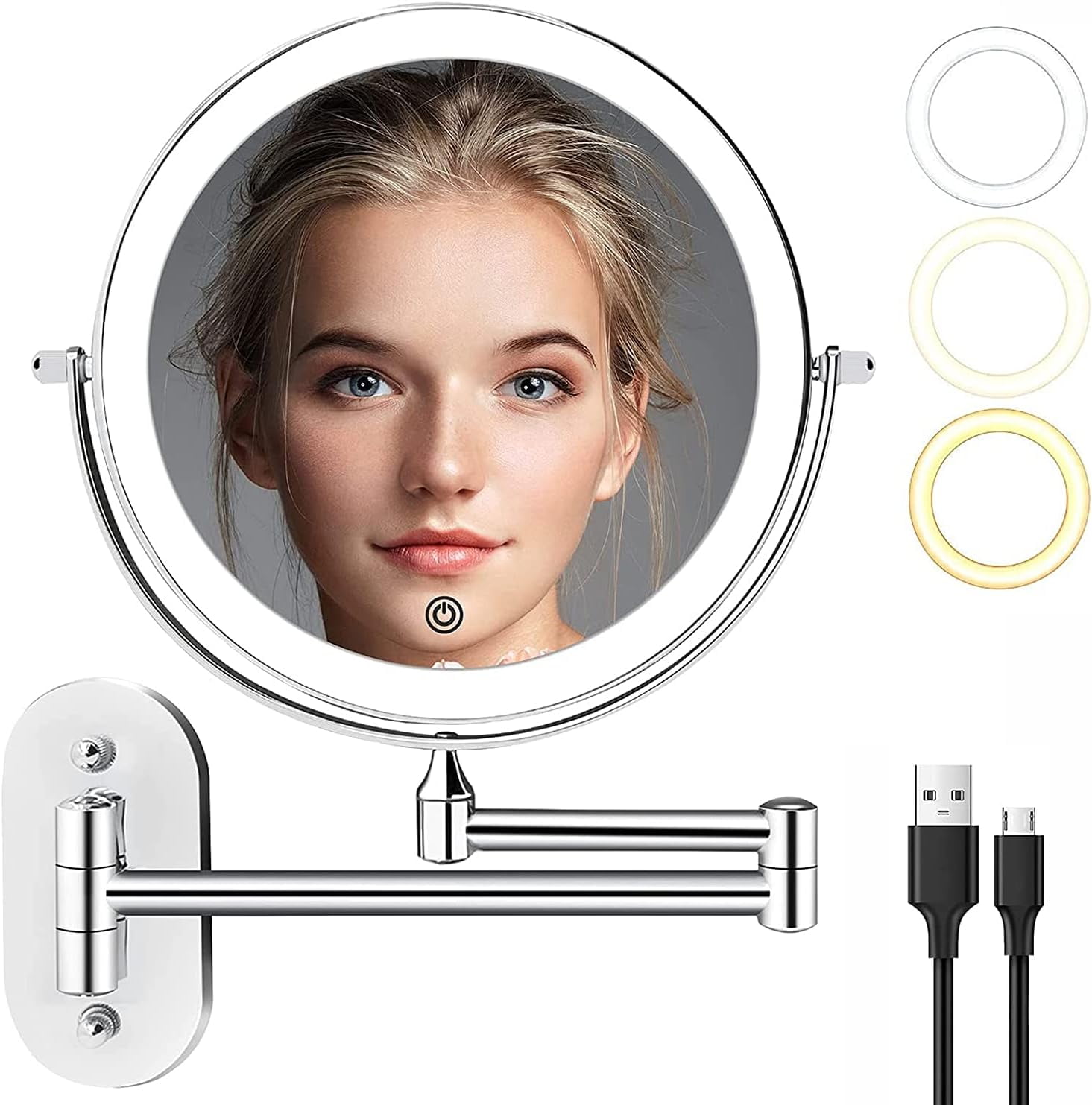 Yuoy 8 inch lighted makeup vanity mirror with lights and 10x