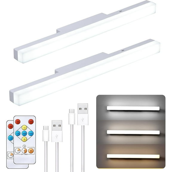 Rechargeable LED Wall Sconces for Bedroom,Wall Lights with Remote Control, 3 Colors Temperatures Dimmable Black Wall Lamps for Living Room, 2 Pack