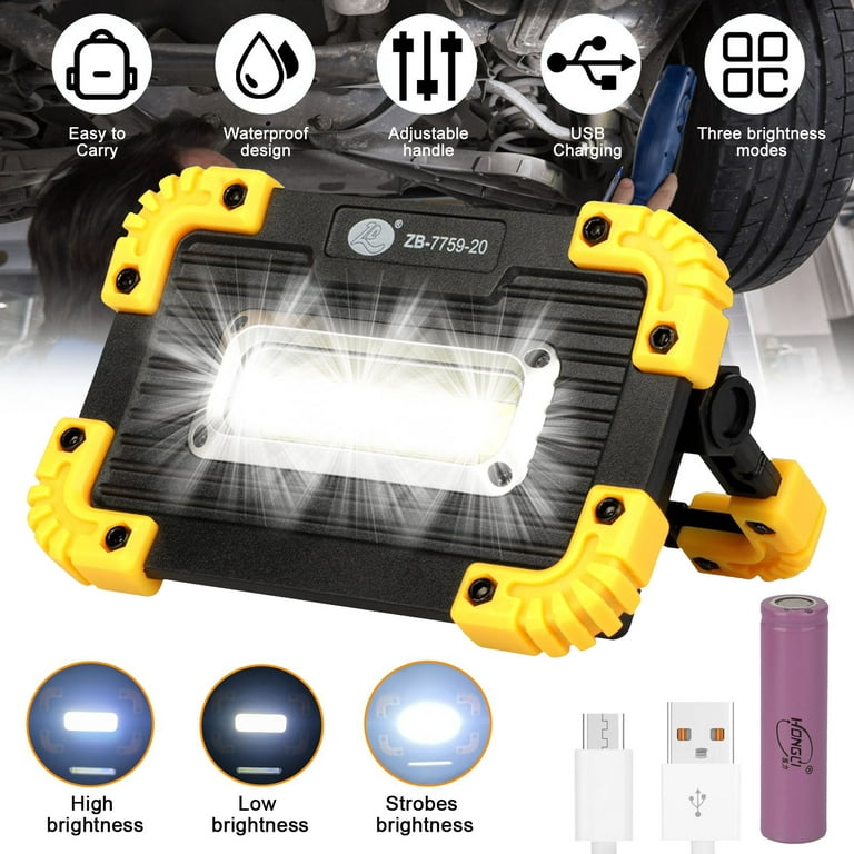 Rechargeable LED Work Light, EEEkit 300Lumen Portable Inspection Lamp  Magnetic Searchlight, 3 Lighting Modes, Waterproof Built-in Battery for  Outdoor
