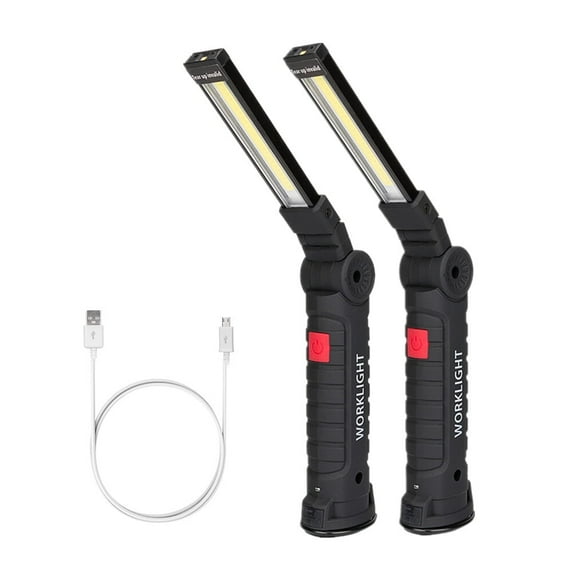Rechargeable LED Work Light Grill Light with Magnetic Base 5 Modes 360° Rotate (2Pack Black) Father's Gift