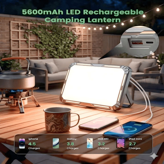 Wapentake Rechargeable LED Work Light, Stepless Dimming, Adjustable Color Temperature, Magnetic Base, 180° Rotating Handle, USB Power Output