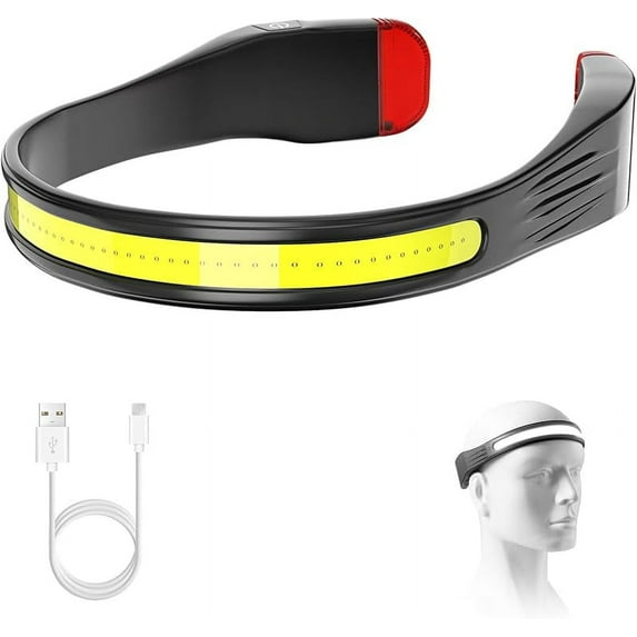 Rechargeable LED headlamp, adjustable light modes, battery powered, Black