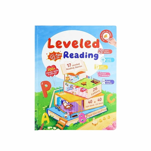 Rechargeable Learning Toy Sound Book Leveled Reading Interactive Talking Book with Smooth Rounded Edges, Daily Practice, Bedtime Stories & Travel Study