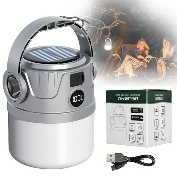 Rechargeable Led Camping Light, Portable Outdoor Lamp Dual Light Source Dual Light Source Emergency Outdoor Light, Rechargeable Camping Lantern, Digital Display, Long-Lasting Led, Portable