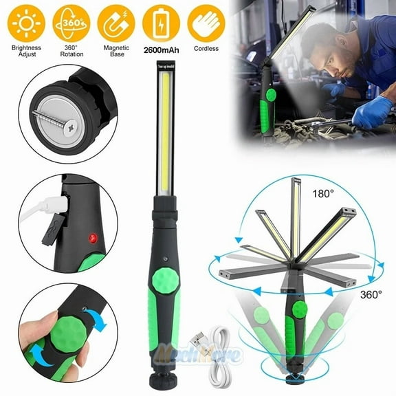 Rechargeable Led Cob Slim Work Light Magnetic Flashlight Lamp Bar Camping Torch