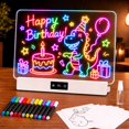 thumbnail image 1 of KOBAIBAN Rechargeable LED Drawing Board for Kids, 13.8" with 12 Markers, 8 Colors + 3 Dynamic Modes, Built-in Stand, Glow Doodle Drawing Tablet for Kids Art Toy, White, 1 of 10
