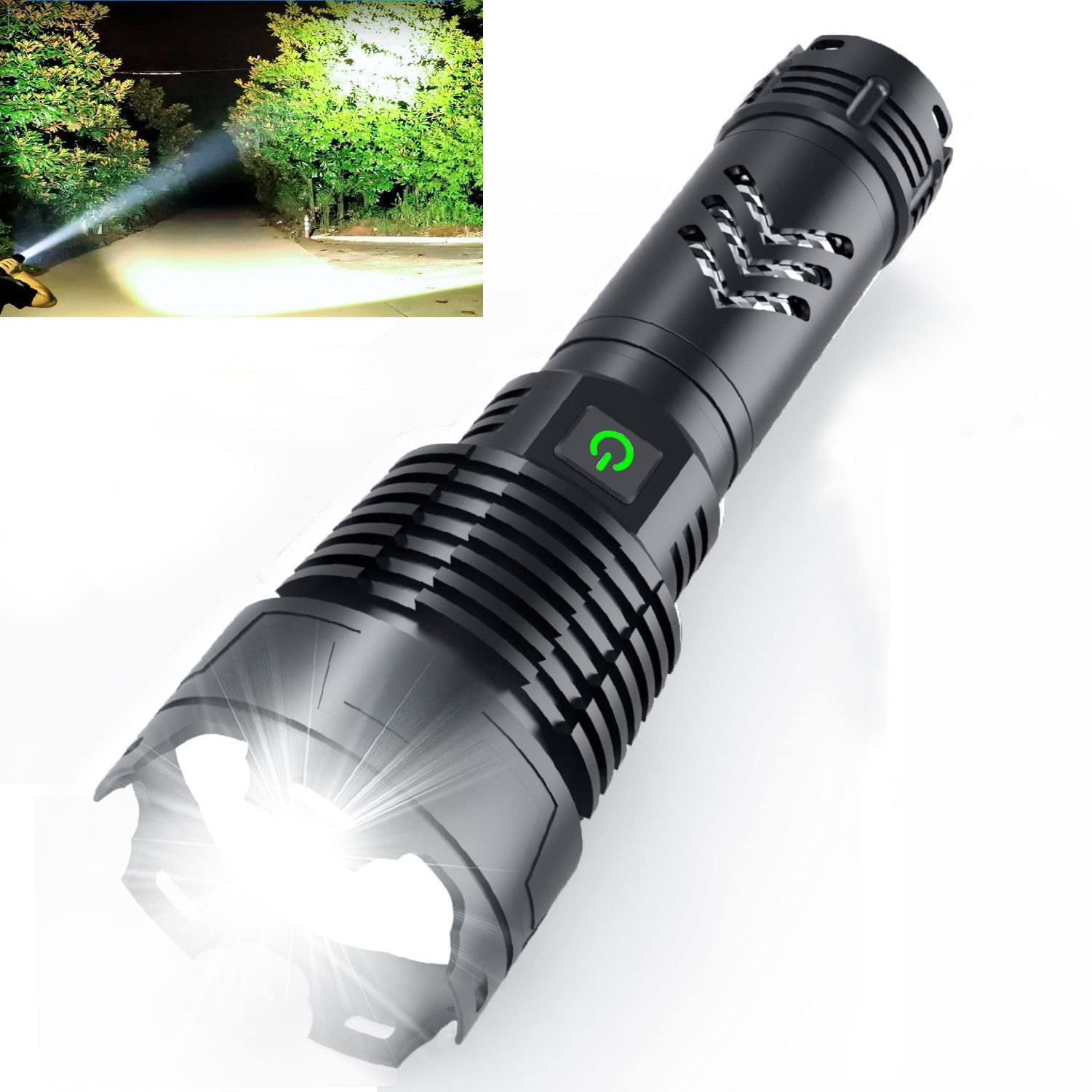 Rechargeable Led Flashlight 200000 High Lumens, Brightest Powerful Handheld  Flashlight, Zoomable IPX5 Waterproof Super Bright Flashlight with 5 Mode -  Walmart.com, image size:1501x1501