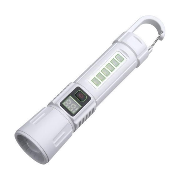Rechargeable Led Flashlight, Zoomable Super Bright High Lumens Handheld Flash Light with LCD Digital Display & Cob Warning Light, Portable Hook, for Home Power Outage Emergency Outdoor Camping Hiking