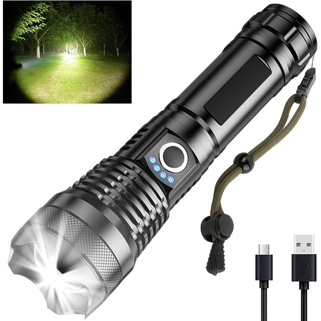 Rechargeable Led Flashlights 10000 High Lumens, Super Bright Tactical Flashlight With 5 Modes